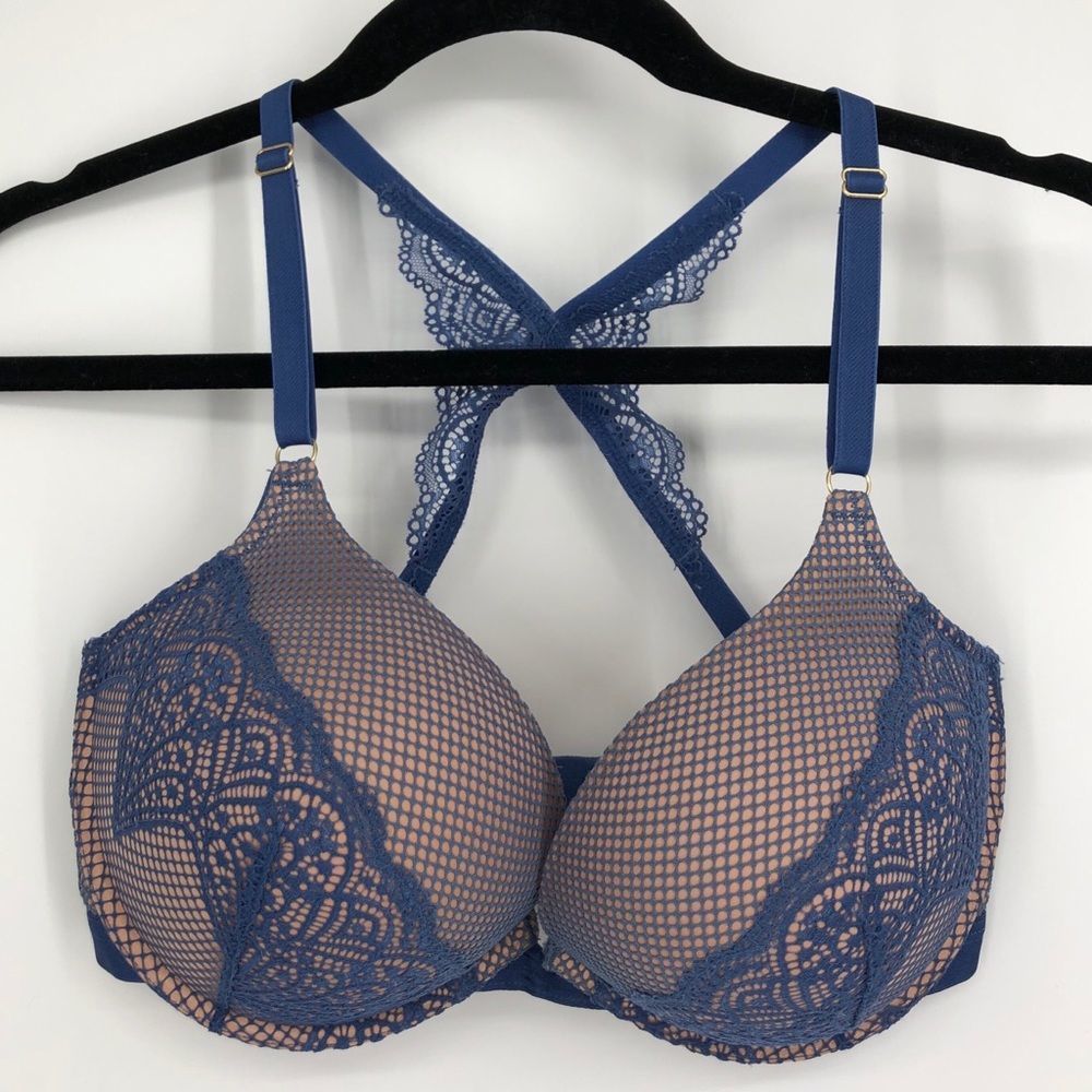 ADORE ME Blue Mesh Lace Push Up Bra NWOT